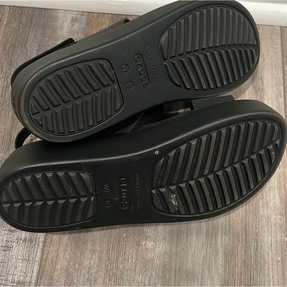CROCS LiteRide Black Back Strap Platform Sandals size 8